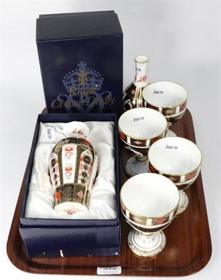 Lot 333 - Royal Crown Derby Imari; two boxed vases; and a set of four goblets