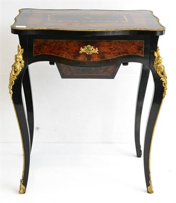 Lot 1224 - A French Louis XVI Style Amboyna, Ebonised and Gilt Metal Mounted Dressing Table, late 19th...