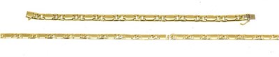 Lot 378 - A 14k Kocak link bracelet and chain, stamped 585, combined weight 52grms