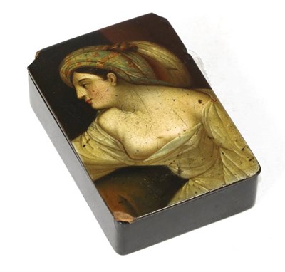 Lot 380 - An early 19th century papier mache snuff box by Stobwasser, inscribed and titled 'Zaide' to...