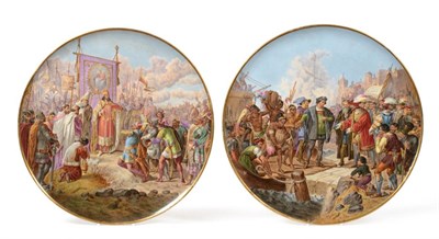 Lot 64 - A Pair of Vienna Porcelain Plaques,  late 19th century, painted with titled scenes depicting...