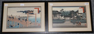 Lot 1175 - After Tamenobu (19/20th century) Two woodblock prints ''The Temple at Ishiyakushi...'' and...