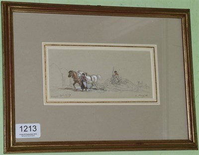 Lot 1213 - E. Hargitt (Scottish 1835-1895), Figures and horses, pencil and watercolour, signed and dated