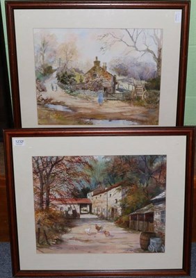 Lot 1232 - L Parkin (20th century) A pair of farmyard scenes