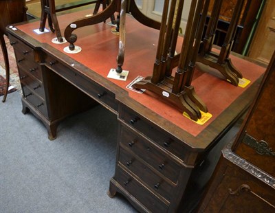 Lot 1268 - A mahogany pedestal desk