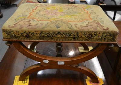 Lot 1273 - A 19th century mahogany x form needlework stool