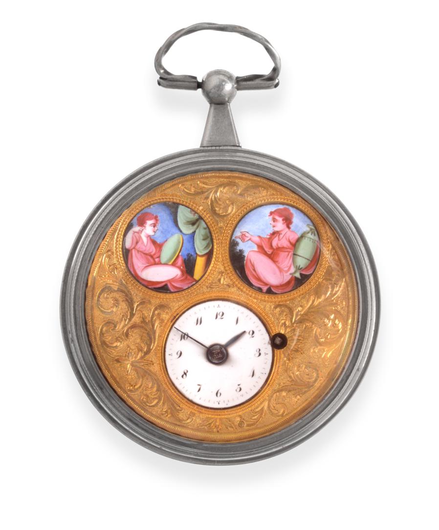 Lot 201 - A Continental Consular Cased Verge Pocket Watch, circa 1820, gilt fusee movement, enamel dial...