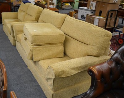 Lot 1330 - A G plan three seater sofa, a matching two seater sofa and a footstool