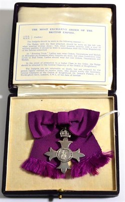 Lot 15 - An MBE Shoulder Badge for a Lady, civil, in Garrard case of issue