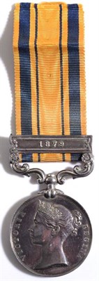Lot 19 - A South Africa Medal, with clasp 1879, awarded to 1472 PTE. W.J. JONES, 3/K.R.R.CORPS