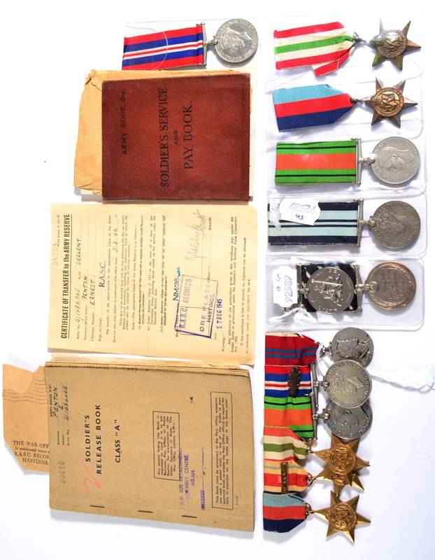 Lot 24 - A Second World War Group of Four Medals, to S/1686065 Sergeant Ernest Penton R.A.S.C., of...