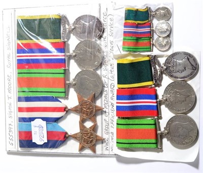 Lot 28 - A Second World War Group of Five Medals, to 555397 SIGMN. T.MOORE R.SIGNALS, of 1939-45 Star,...