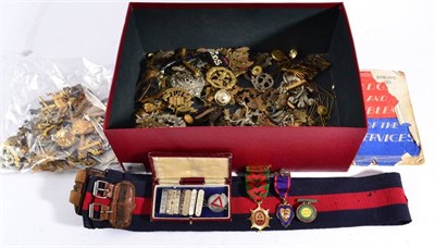 Lot 64 - A Collection of Approximately Ninety Military Cap Badges, principally in brass, bi-metal and...