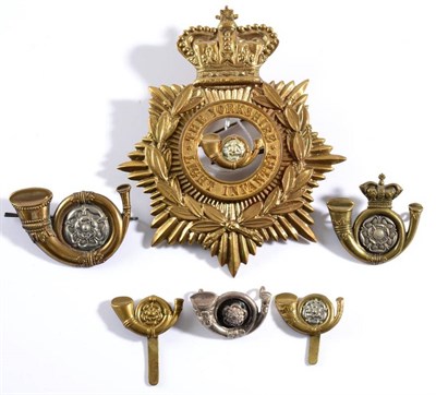 Lot 86 - An OR's Brass Helmet Plate to the King's Own Yorkshire Light Infantry, the centre plate with...