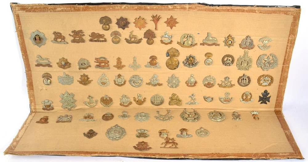 Lot 105 - A Collection of Seventy Six Cap and Glengarry Badges,  mainly First World War Line Regiments,...