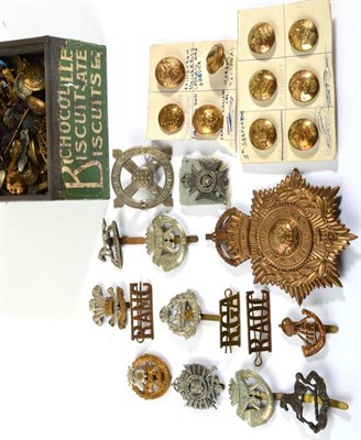 Lot 113 - A Small Quantity of Militaria, including cap and collar badges, shoulder titles, buttons, and a...