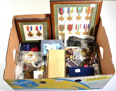 Lot 117 - A Quantity of Militaria, including cloth insignia, War badges, shooting medallions,...