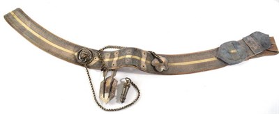 Lot 126 - A Victorian Officer's Leather and Silver Lace Cross Belt, set with arrow-shaped prickers, with...