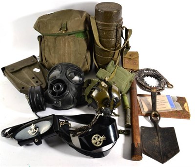 Lot 129 - Assorted Items Military Equipment and Accessories, including post -Second World War East German gas