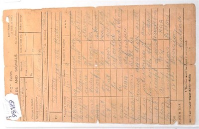 Lot 134 - First World War Cessation of Hostilities: a Message and Signals ''C'' Form, pertaining to cessation