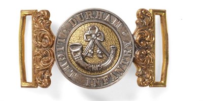 Lot 149 - A Late Victorian Durham Light Infantry Officer's Waist Belt Buckle, in gilt and white metal,...