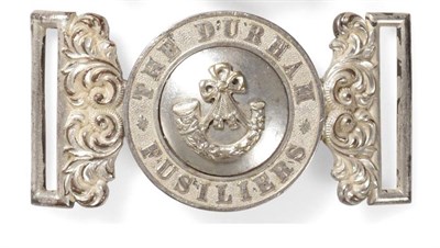 Lot 151 - A Late Victorian Durham Fusiliers Officer's Waist Belt Buckle, in silver plate with applied...