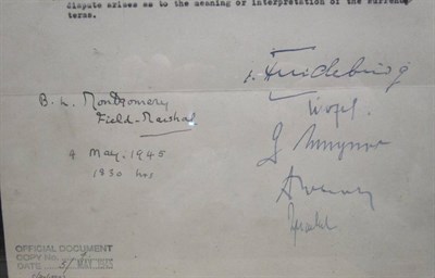 Lot 155 - A Copy of the Instrument of Surrender of all German Forces, with ink annotation ''This to...