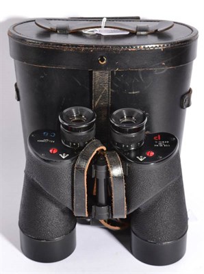 Lot 160 - A Pair of Second World War Canadian Binoculars, the black-enamelled frame stamped broad arrow...