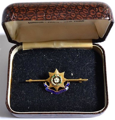 Lot 162 - A 9ct Gold and Enamel East Yorkshire Regiment Sweetheart Brooch, 4.7gm