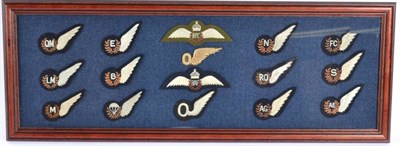 Lot 163 - A Collection of Sixteen RFC/RAF Embroidered Cloth Brevets, including RFC pilot's wings and Observer