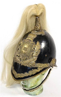 Lot 168 - A Late Victorian Black Japanned Steel Helmet to the Queen's Own Royal Yeomanry, with white...