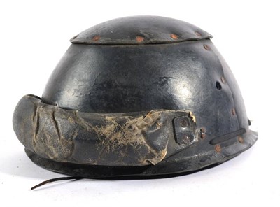 Lot 172 - A Second World War Royal Armoured Corps 1940 Crash Helmet, constructed from three pieces of...