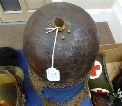 Lot 173 - A Late 18th/Early 19th Century Ottoman Steel Helmet, the low domed one piece steel skull...