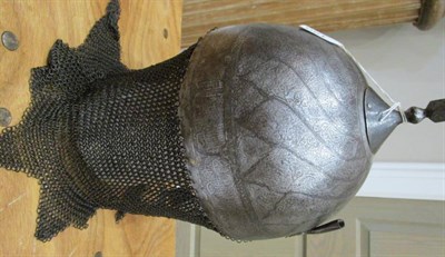 Lot 181 - A First World War French M15 Adrian Helmet, with shallow raised comb and helmet plate of a...