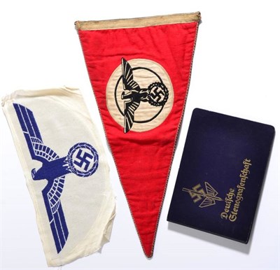 Lot 228 - A German Third Reich Car Pennant, possibly to the NSDAP, each side with red cotton field...