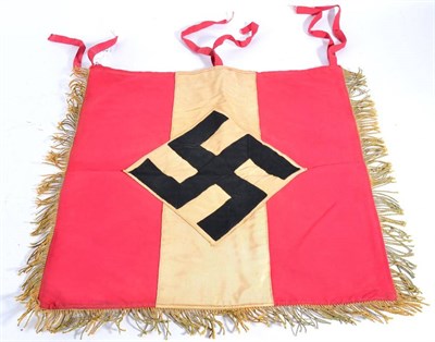 Lot 232 - A German Third Reich Hitler Youth Trumpet Banner, each side constructed of three red and white...