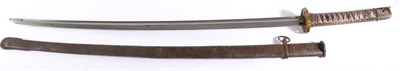 Lot 242 - A Japanese Second World War NCO Shin Gunto Katana, the 77cm single edge steel blade with a...