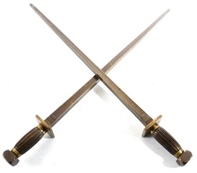 Lot 246 - A Pair of Early 19th Century Chinese Bronze Sword Breakers, each with 55.5cm heavy square...