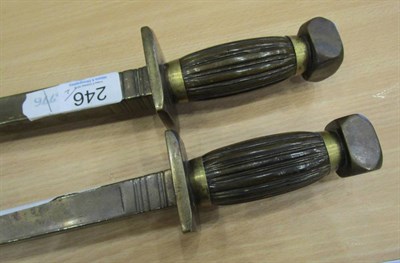 Lot 246 - A Pair of Early 19th Century Chinese Bronze Sword Breakers, each with 55.5cm heavy square...