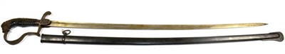 Lot 271 - A Prussian Artillery Officer's Sword, with 77.5cm plain single edge fullered steel blade, iron...