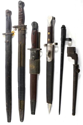 Lot 277 - Six Various Bayonets, comprising a Remington M1917, with scabbard; an Indian SMLE No.1 Mk.1,...