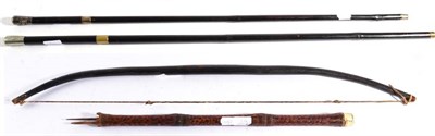 Lot 316 - Two Ebonised Sword/Swagger Sticks, one with 63cm stiletto blade, brass collar and nickel plated...