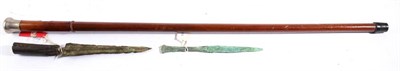 Lot 318 - An Edwardian Malacca Swordstick, with 69.5cm half blued diamond section steel blade, with...