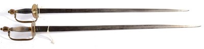 Lot 321 - Two George III 1796 Pattern Infantry Officer's Swords, each with 80.5cm single edge fullered...