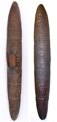 Lot 327 - A 19th Century Australian Aborigine Parrying Shield, of dense hard wood, the elliptical convex...