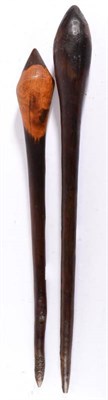 Lot 342 - Two 19th Century Australian Aboriginal Clubs, each with pointed ovoid head and tapering haft...