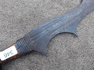 Lot 346 - An African Congo Ngombe Executioner's Sword, the 46cm single edge sickle shape steel blade with...