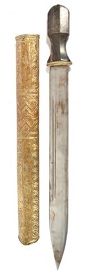 Lot 348 - A 19th Century Tibetan Knife, the 44cm single edge steel blade with two narrow fullers, with...