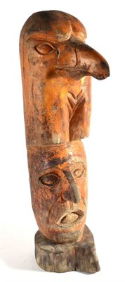 Lot 363 - A Large Pale Wood Totemic Figure, possibly American Indian, carved from a single trunk as the...