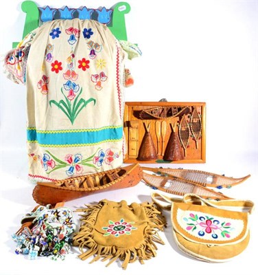 Lot 369 - An Interesting Collection of Cree Indian Artefacts, circa 1967-70, comprising a Tekanagan (baby...